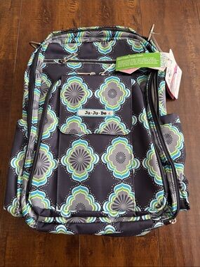 Ju-Ju-Be Navy Blue Teal & Gray Floral-Style Be Right Back, Moonbeam Print
